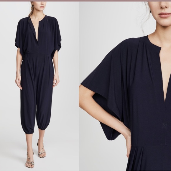 Norma Kamali Pants - Norma Kamali Kulture Rectangle Jog Jumpsuit Midnight Blue